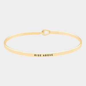 RISE ABOVE Mantra Brass Thin Metal Hook Bracelet